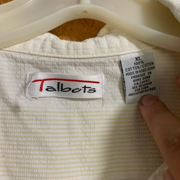 Yellow and white Talbots button up - Picture 2 of 4